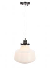 Elegant LD6261BK - Lyle 1 light Black and frosted white glass pendant