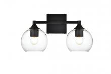 Elegant LD7308W16BLK - Foster 2 light Black and Clear Bath Sconce