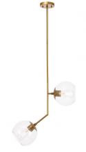 Elegant LD8040D8BR - Ryland 2 light Brass and Clear glass pendant