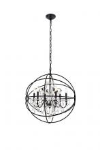 Elegant LD8801D25BK - Cordelia 6 Light Black Crystal Pendant