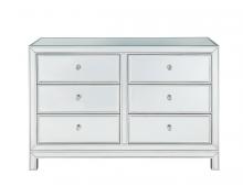 Elegant MF72017 - Dresser 6 drawers 48in. W x 18in. Din. x 32in. H in antique silver paint