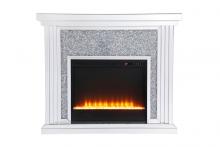 Elegant MF9902-F2 - 47.5 in. Crystal mirrored mantle with crystal insert fireplace