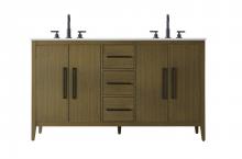 Elegant VF29360DMCB - 60 Inch Double Bathroom Vanity In Chestnut Brown