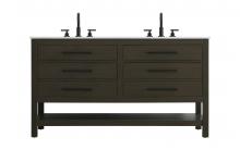 Elegant VF60560DMMB - 60 inch Double Bathroom Vanity in Mocha Brown