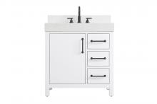 Elegant VF60632WH-BS - 32 inch Single Bathroom Vanity In White with backsplash