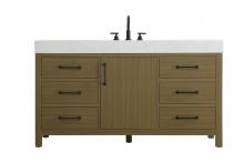 Elegant VF60660MCB - 60 inch Single Bathroom Vanity In Chestnut Brown