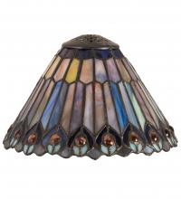 Meyda White 21626 - 8" Wide Tiffany Jeweled Peacock Cone Shade