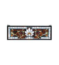 Meyda White 73063 - 28"W X 9"H Beveled Ellsinore Transom Stained Glass Window