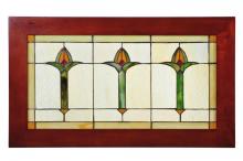 Meyda White 97961 - 24" Wide X 14" High Arts & Crafts Bud Trio Wood Frame Stained Glass Window